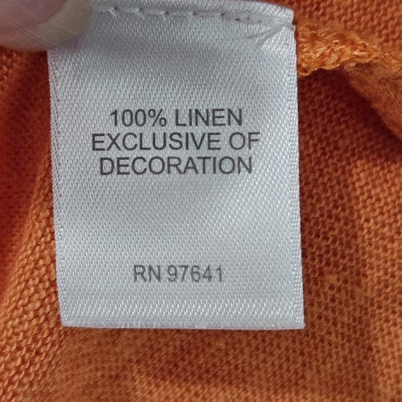J Jill Love Linen Womens Size Small Orange Linen Sequin Short Sleeve Top - Picture 7 of 11